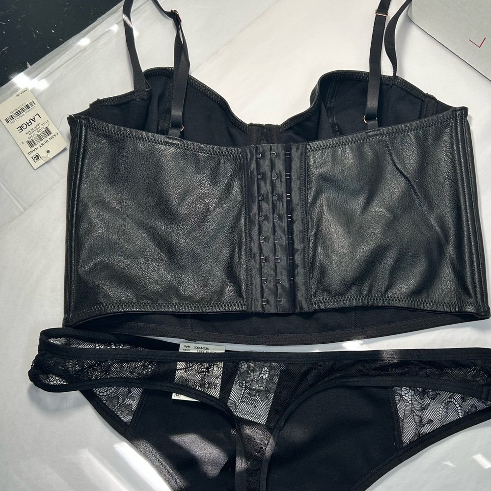 INC International Concepts Black Bustier Bra panties large underwear - Picture 8 of 10